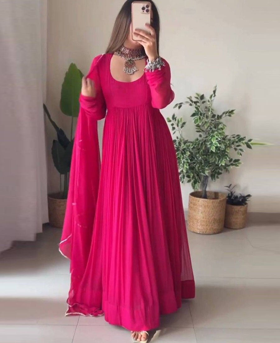 pink georgette dress for women self-portrait Georgette Scarf Maxi Dress in Pink