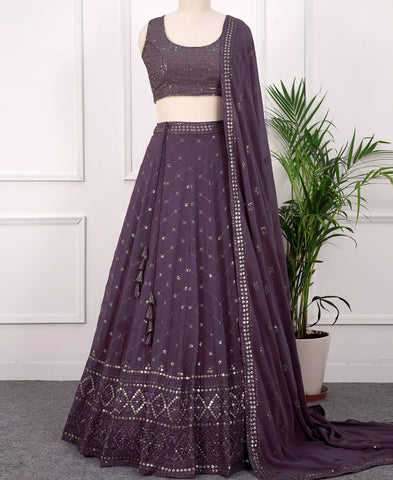 Dusty Purple Georgette Sequins Work Lehenga Choli