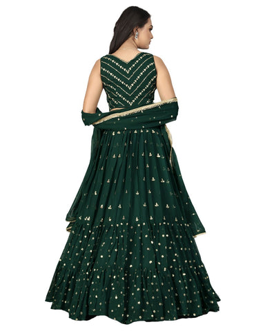 RE - Bottle green designer ruffle Lehenga Choli