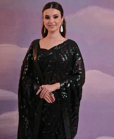 Soft Georgette Sequins Work Saree
