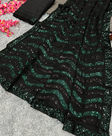 Soft Georgette Sequins Work Saree