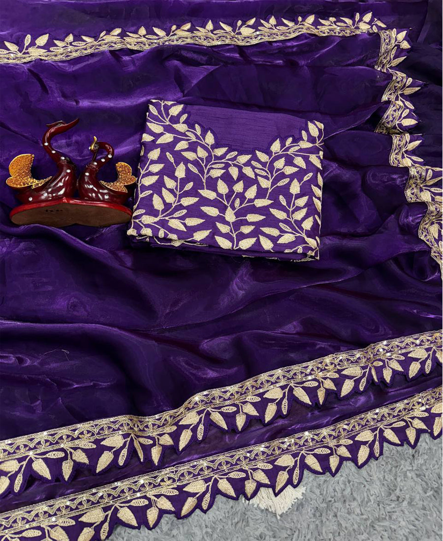 Soft Jimmy Chhu Sequins And Zari Embroidery Saree