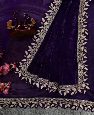 Soft Jimmy Chhu Sequins And Zari Embroidery Saree