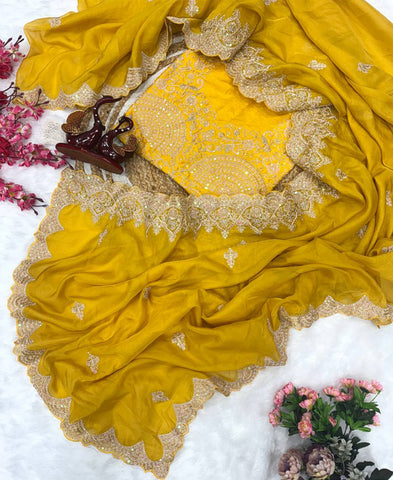 Beautiful Jarkhan Diamond Work In Space Silk Saree
