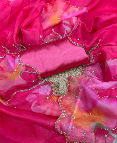 Tebby Organza Floral Print With Katdana And Pearls Handwork Saree
