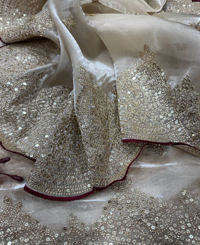 Soft Jimmy Chu Sequins Embroidery Work Saree