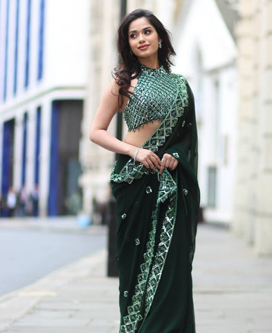 Rangoli Silk Sequins Embroidery Work Saree