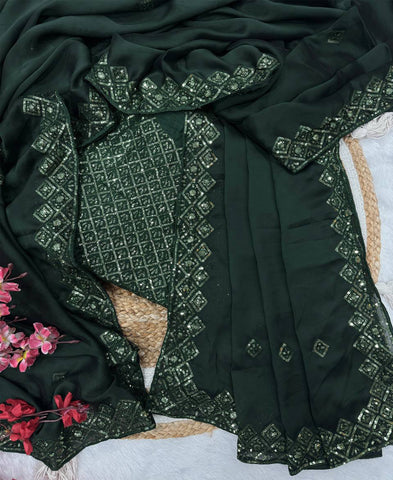 Rangoli Silk Sequins Embroidery Work Saree