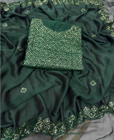 Rangoli Silk Sequins Embroidery Work Saree