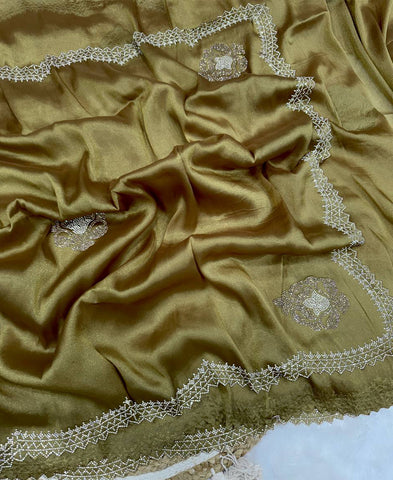 Coper Silk Jarkhan Diamond Work Saree