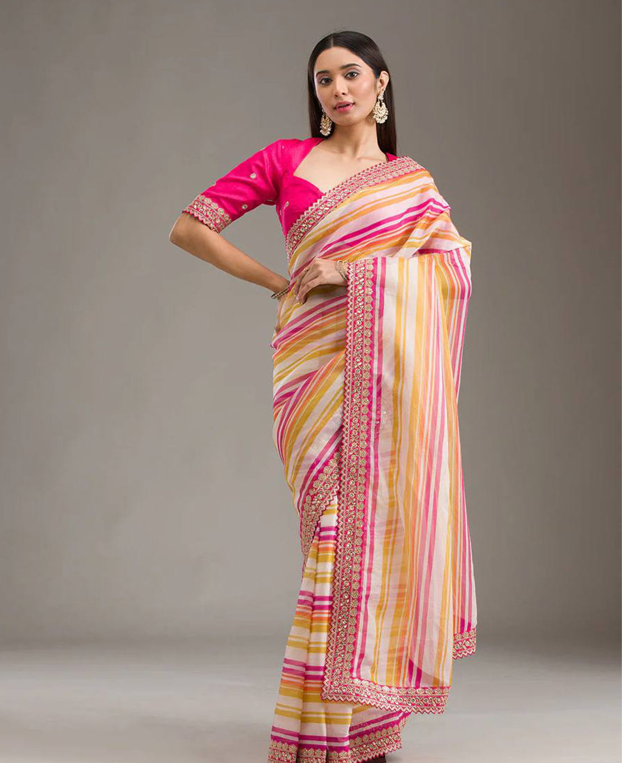 Beautiful Lehriya Print In Soft Tebby Silk Saree