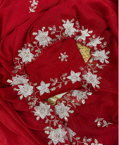 Pixel Crush Pearls And Sequins Work Saree