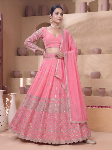 Pink Color 9mm Sequins Embroidered Lehenga Choli