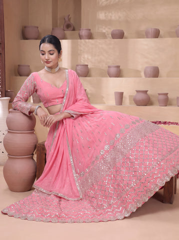Pink Color 9mm Sequins Embroidered Lehenga Choli
