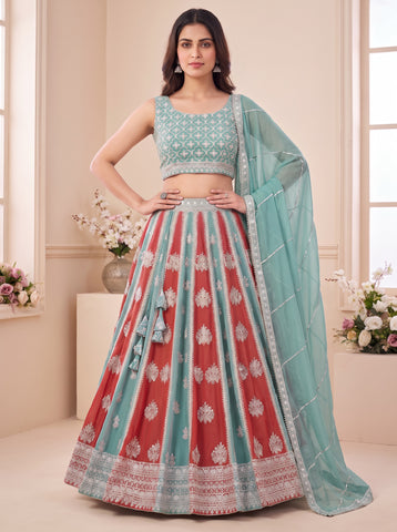 Georgette Sequins and Thread Embroidery Work Lehenga Choli
