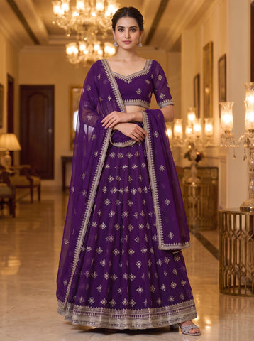 Blue Sequins Embroidered Lehenga Choli