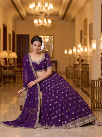 Blue Sequins Embroidered Lehenga Choli