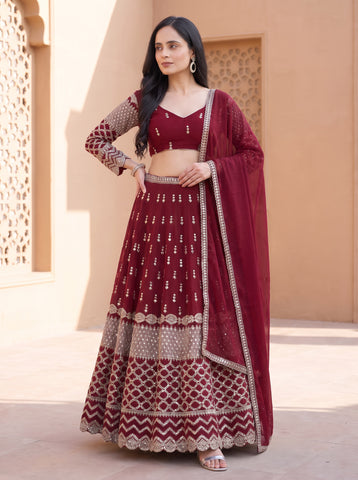 Maroon Color 9mm Sequins Embroidered Lehenga Choli