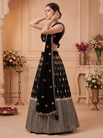 Black Color Sequins Embroidered Lehenga Choli