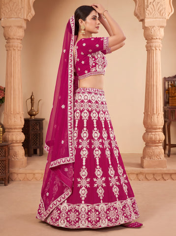 Red Georgette Sequins and Thread Work Lehenga Choli