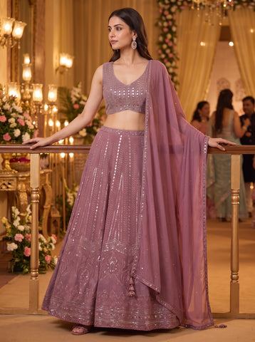Trendy Pink Sequins Work Lehenga Choli