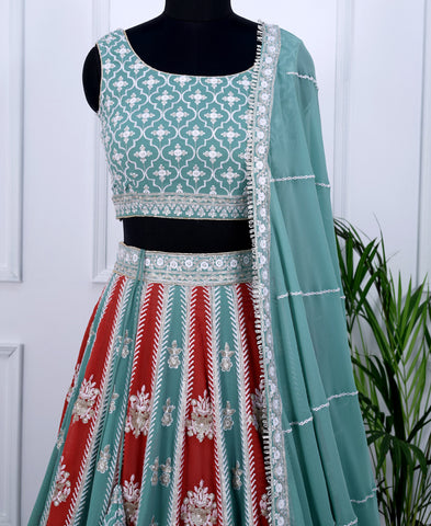 Georgette Sequins and Thread Embroidery Work Lehenga Choli