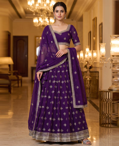 Blue Sequins Embroidered Lehenga Choli