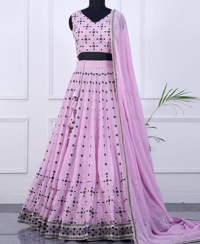 Light Lavender Georgette Sequins Work Lehenga Choli