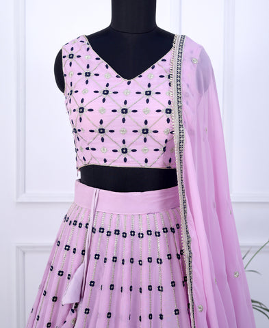 Light Lavender Georgette Sequins Work Lehenga Choli