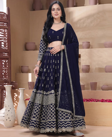 Navy Blue Color 9mm Sequins Embroidered Lehenga Choli
