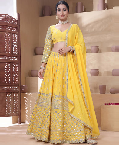 Yellow Color 9mm Sequins Embroidered Lehenga Choli