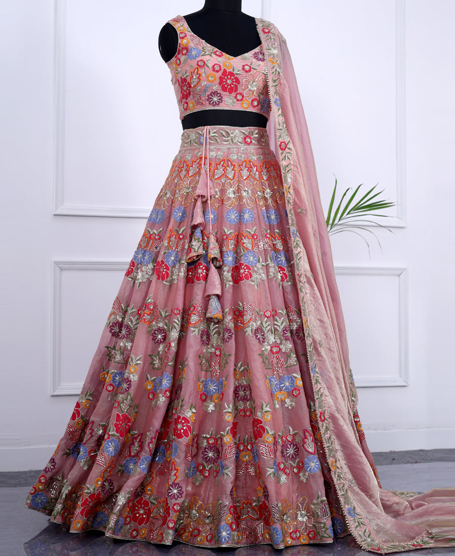 Multi Color Sequins and Thread work Lehenga Choli