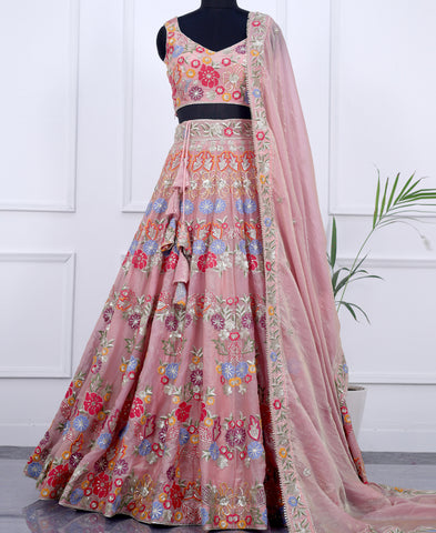 Multi Color Sequins and Thread work Lehenga Choli