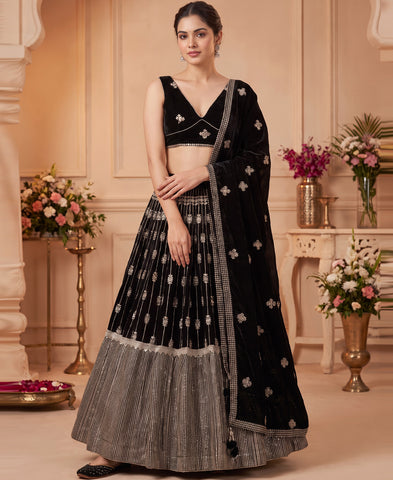 Black Color Sequins Embroidered Lehenga Choli