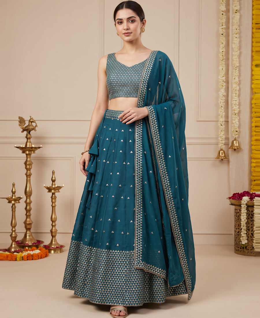 Rama Colour Georgette Sequins Work Lehenga Choli
