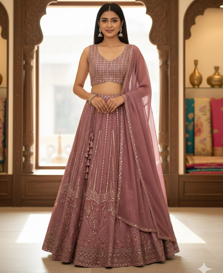 Trendy Pink Sequins Work Lehenga Choli