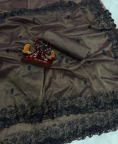 Soft Star Crush Thread Embroidery Work Saree