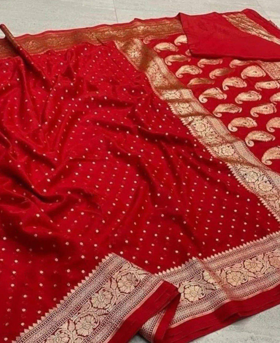 Red Color Lichi Silk Saree