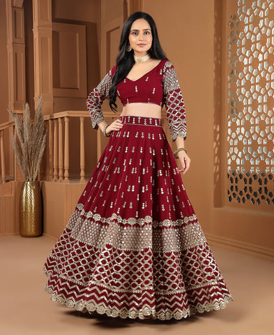 Maroon Color 9mm Sequins Embroidered Lehenga Choli