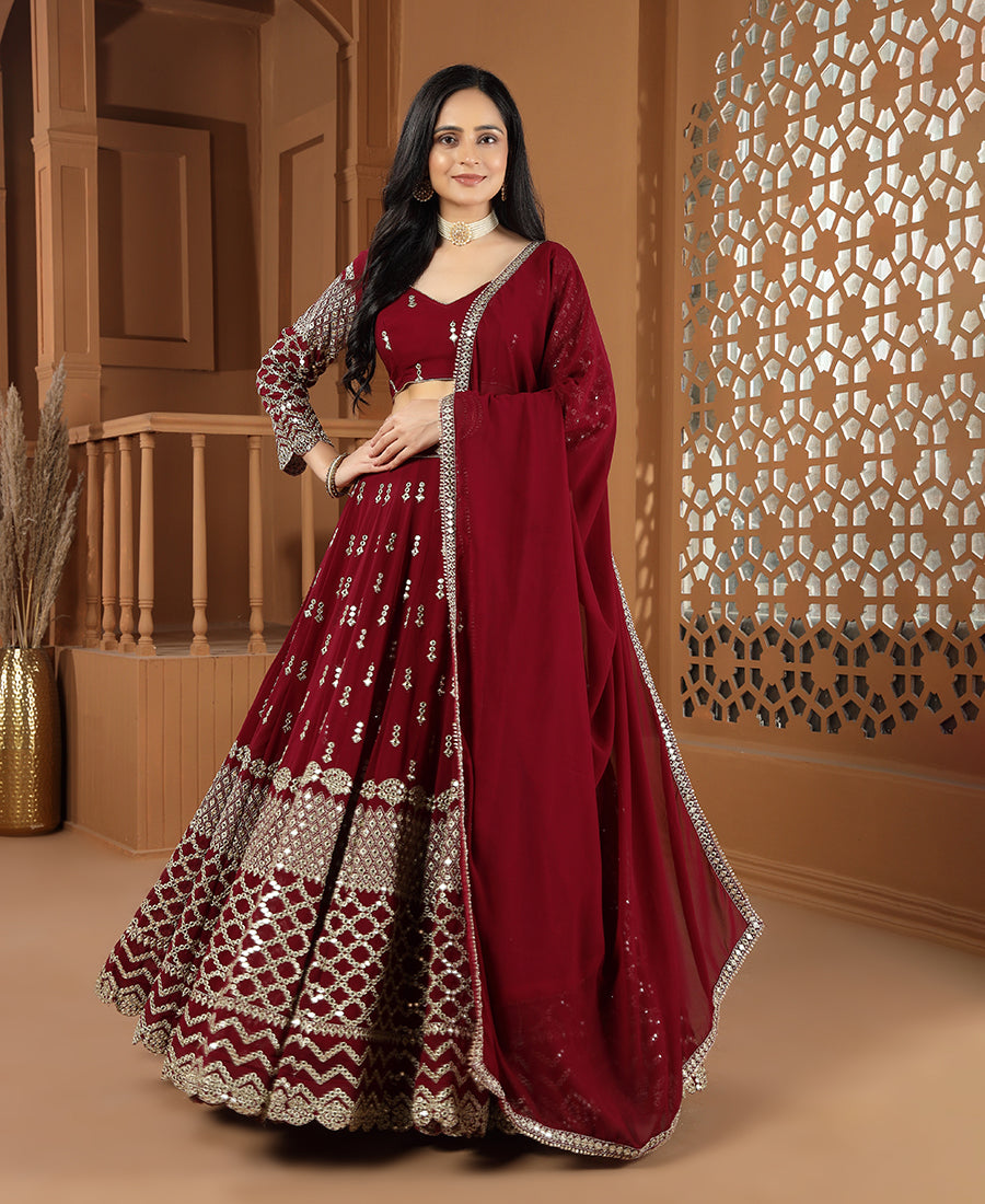 Maroon Color 9mm Sequins Embroidered Lehenga Choli