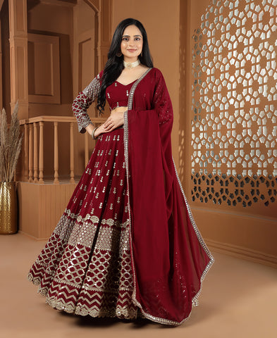 Maroon Color 9mm Sequins Embroidered Lehenga Choli