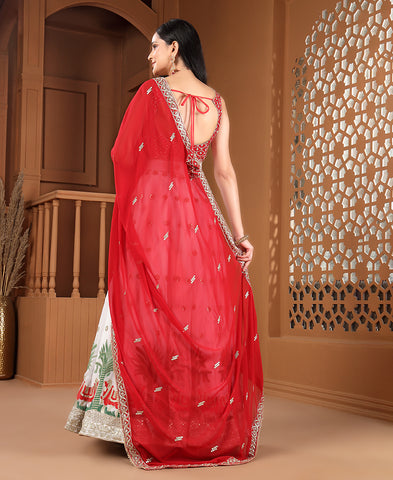 White Color Sequins and Thread Work Lehenga Choli