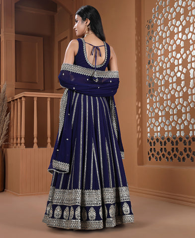 Blue Color Silver Zari and Sequins Work Lehenga Choli