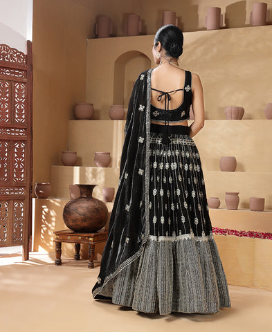 Black Color Sequins Embroidered Lehenga Choli