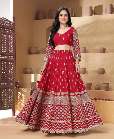 Red Color 9mm Sequins Embroidered Lehenga Choli