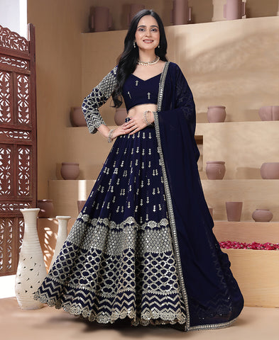 Navy Blue Color 9mm Sequins Embroidered Lehenga Choli