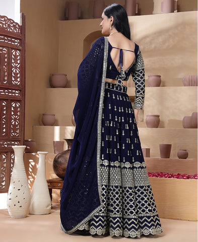 Navy Blue Color 9mm Sequins Embroidered Lehenga Choli