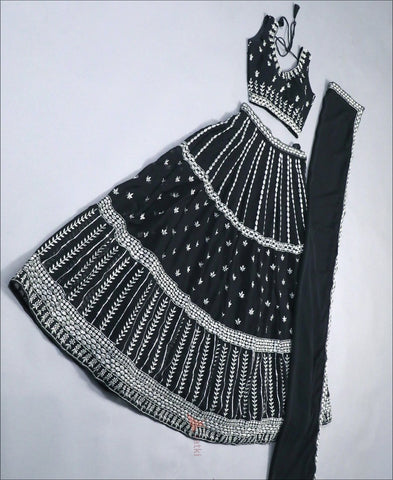 Partyblack Georgette Sequence Embroidered Lehenga Choli