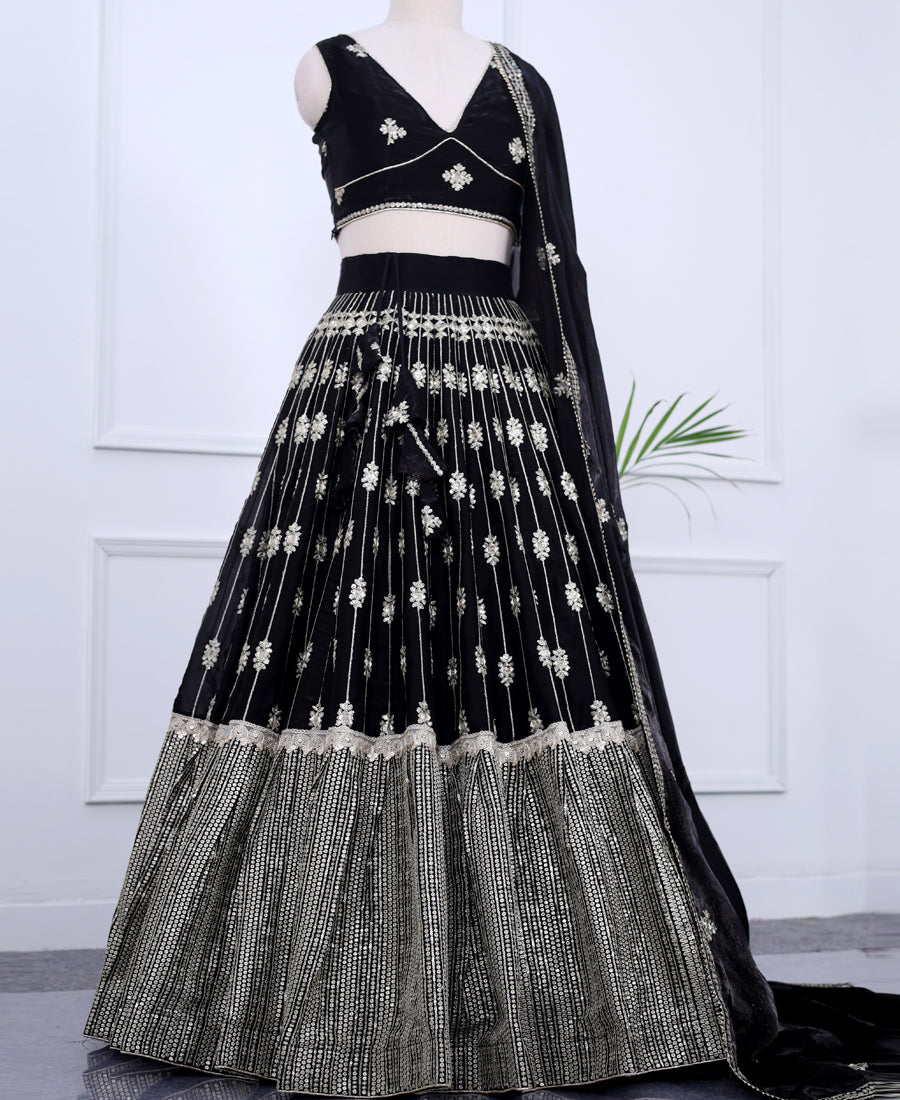 Black Color Sequins Embroidered Lehenga Choli