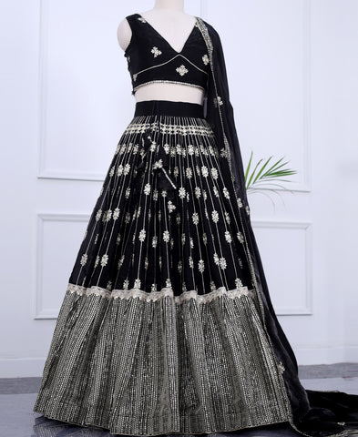 Black Color Sequins Embroidered Lehenga Choli